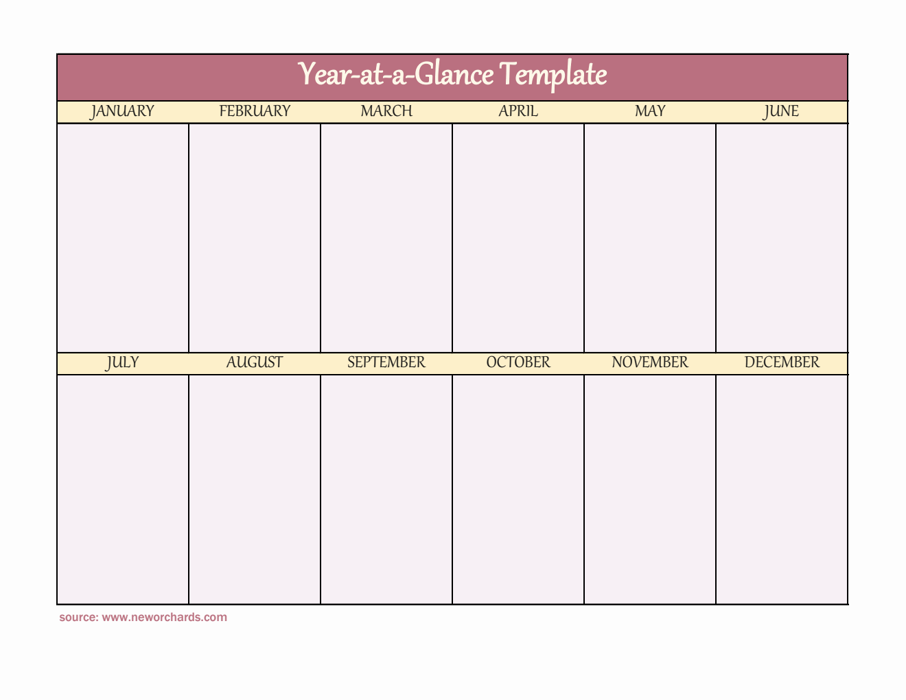 Year-at-a-Glance Template Excel
