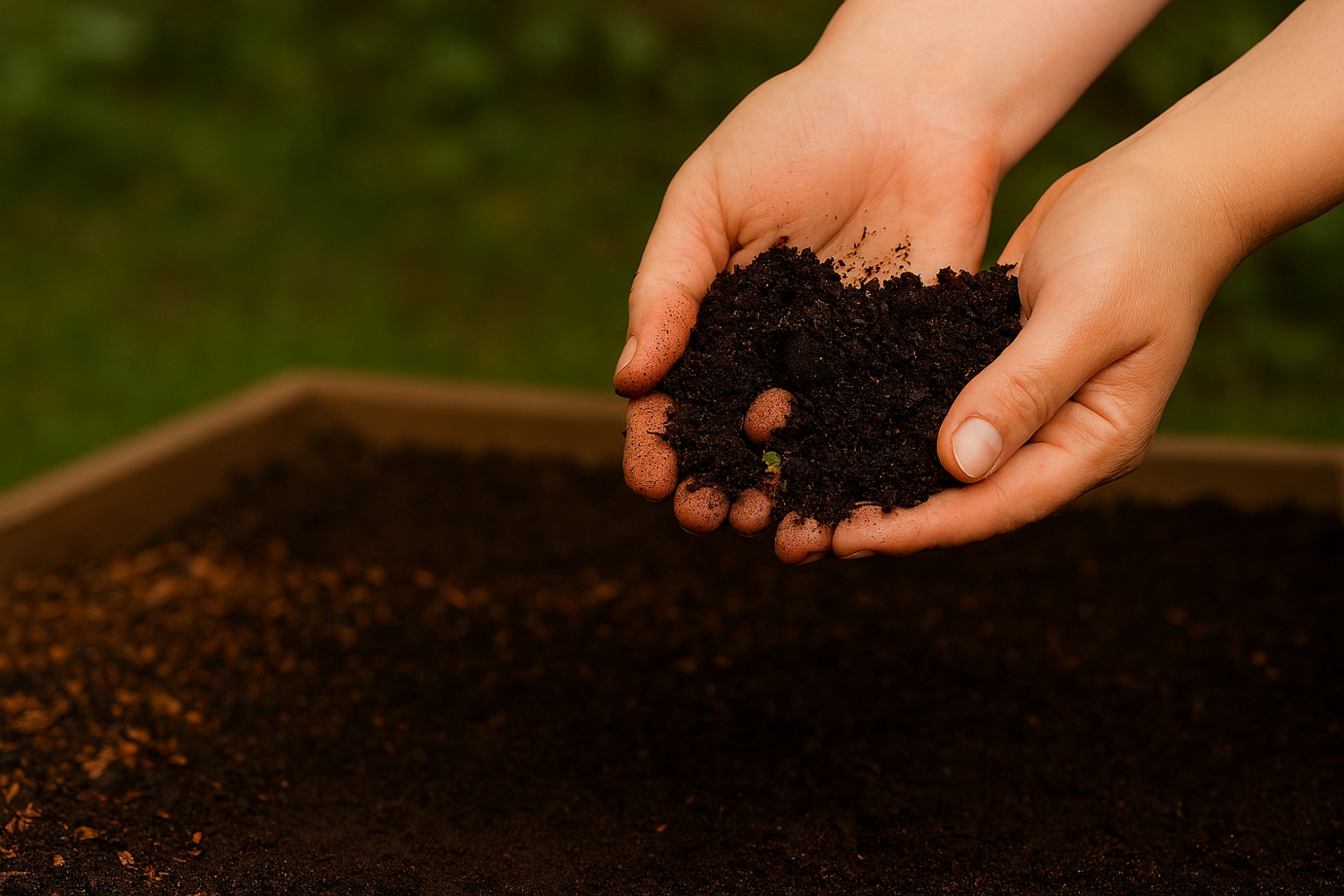 Hands Holding Composted Leaf Mold