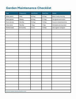 Garden Maintenance Checklist Template (Free to Customize in Word)