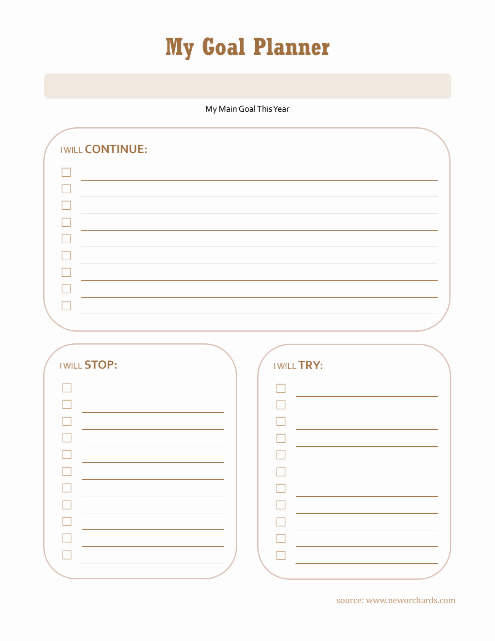 Free Customizable Goal Planner Template in Word for Personal Growth