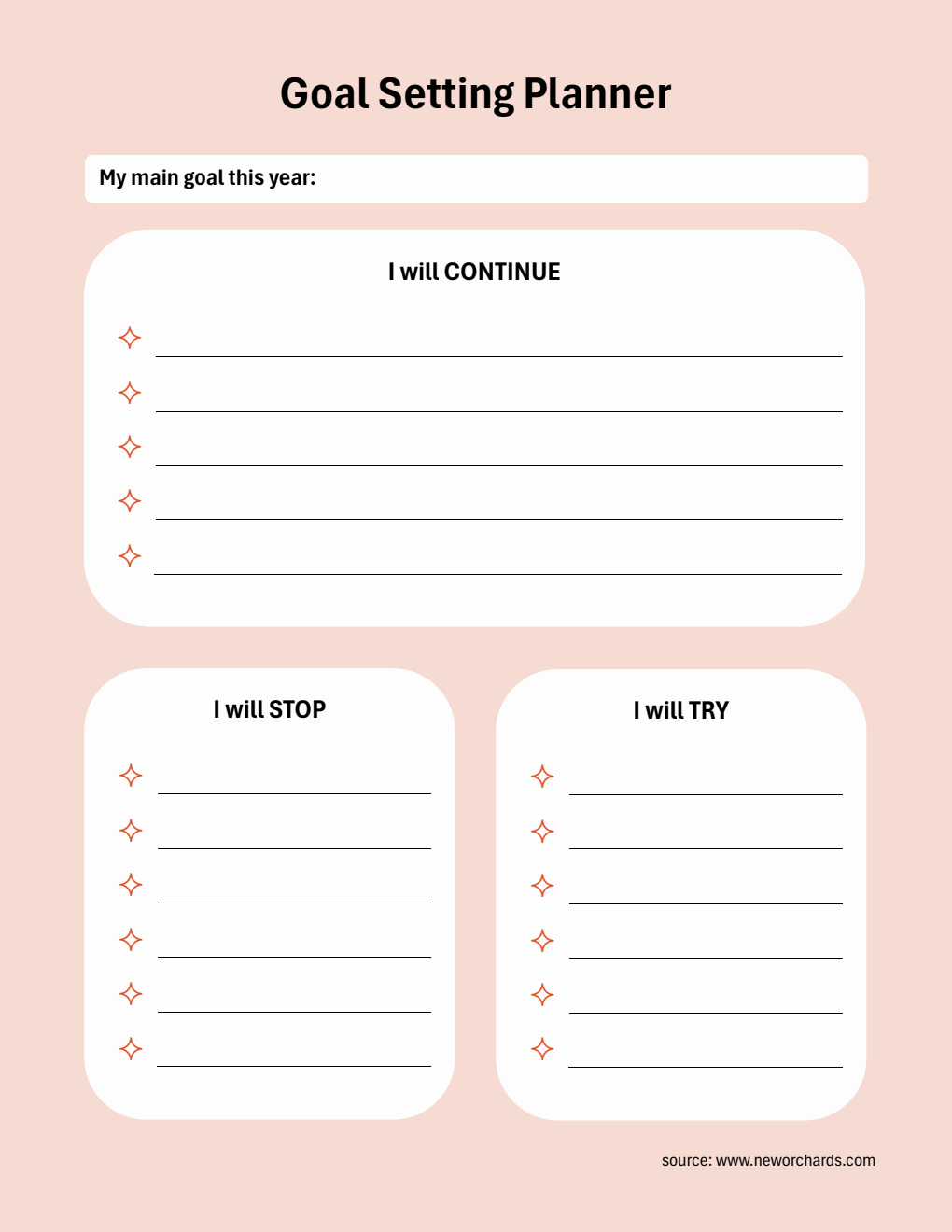 Free Editable Goal Planner Template in Word for Personal Growth