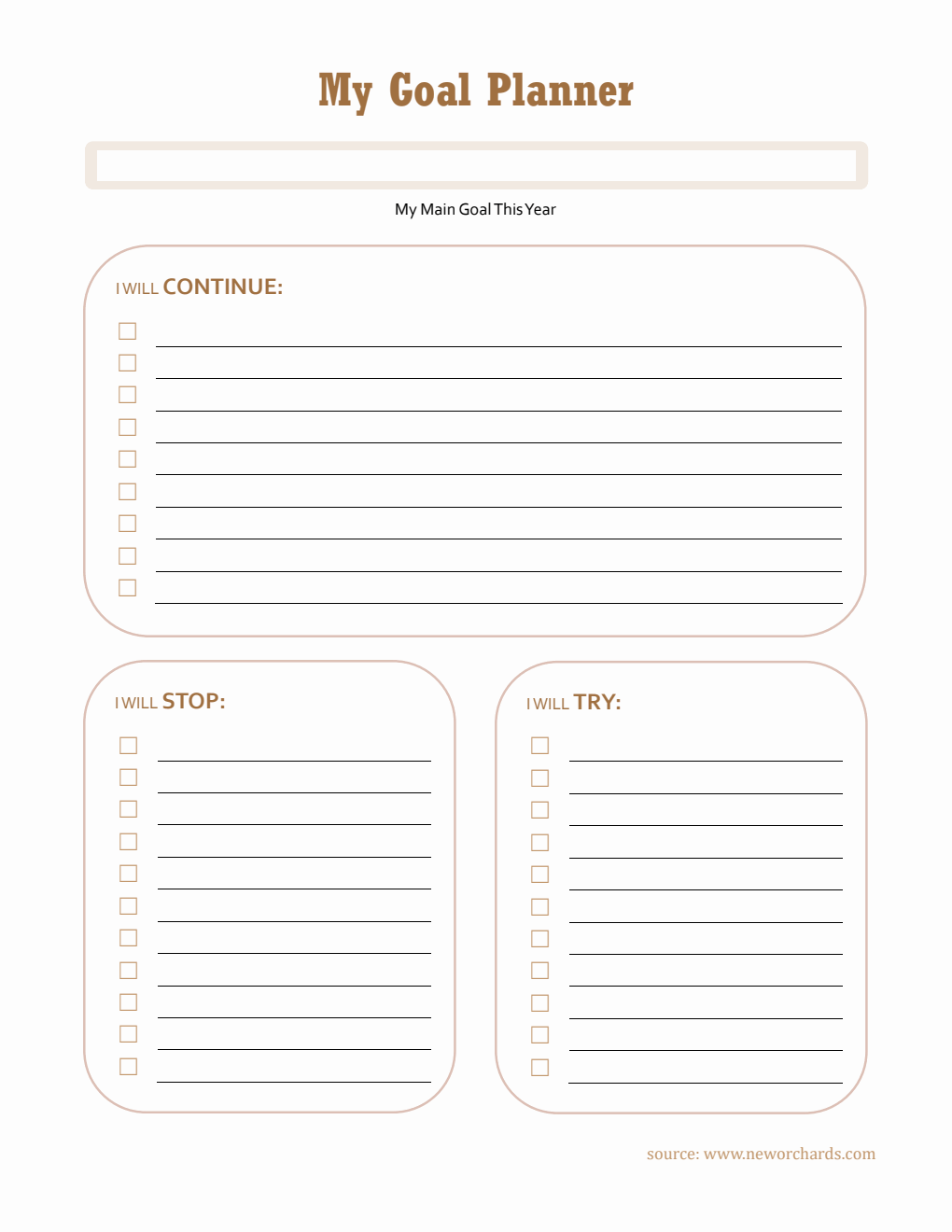 Free Customizable Goal Planner Template in PDF for Personal Growth