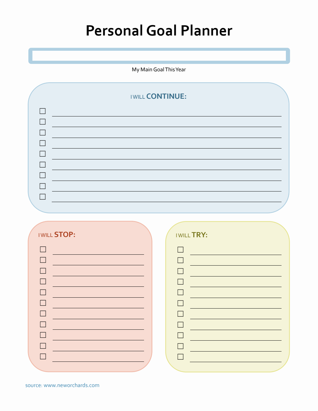 Free Colorful Goal Planner Template in Word for Personal Growth