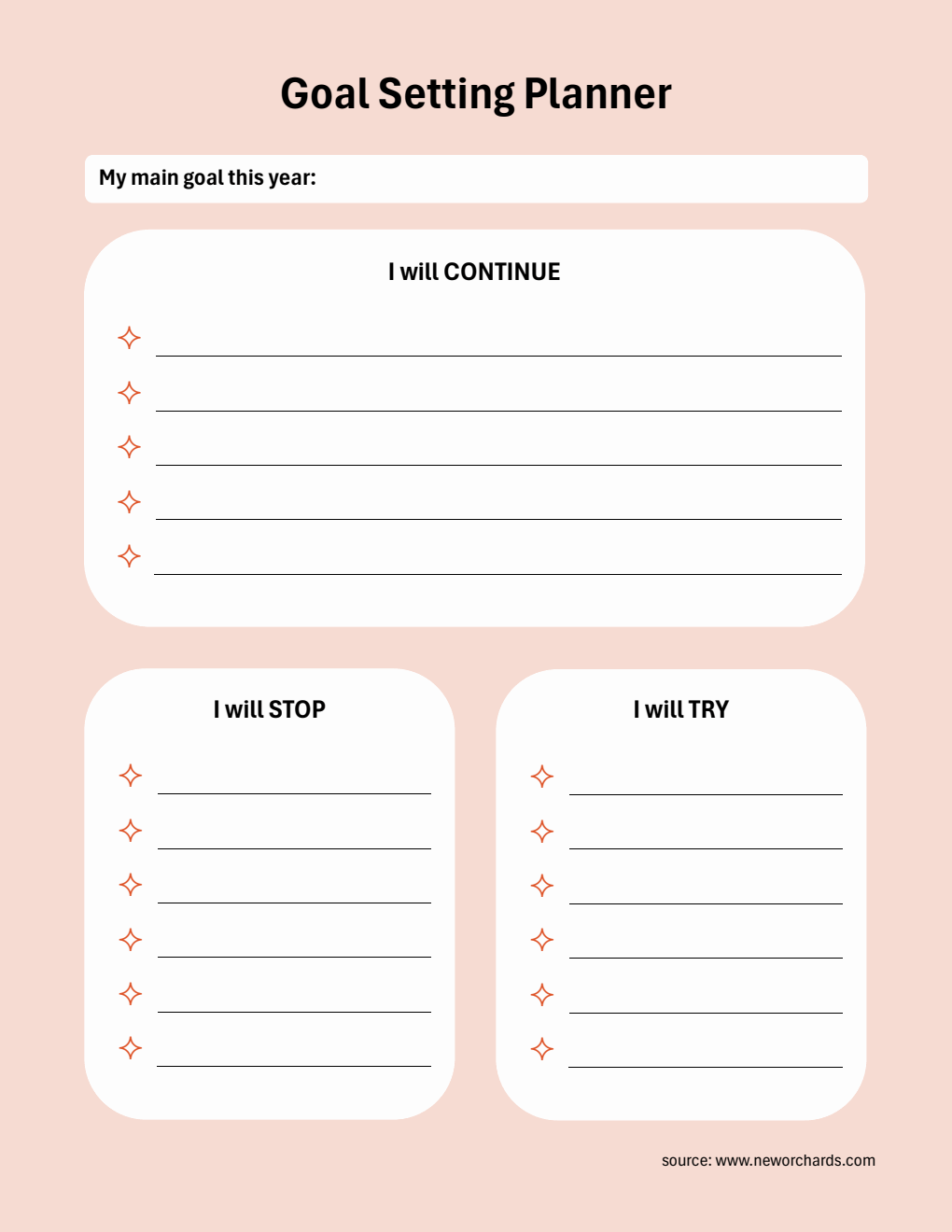 Free Editable Goal Planner Template in PDF for Personal Growth