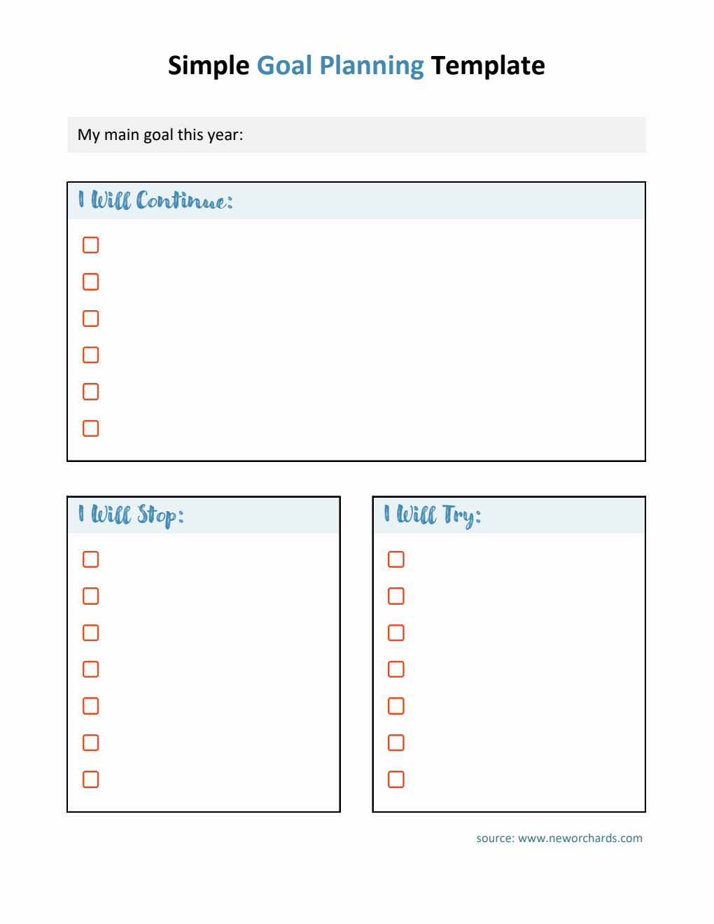 Free  Goal Planner Template in Excel for Personal Growth