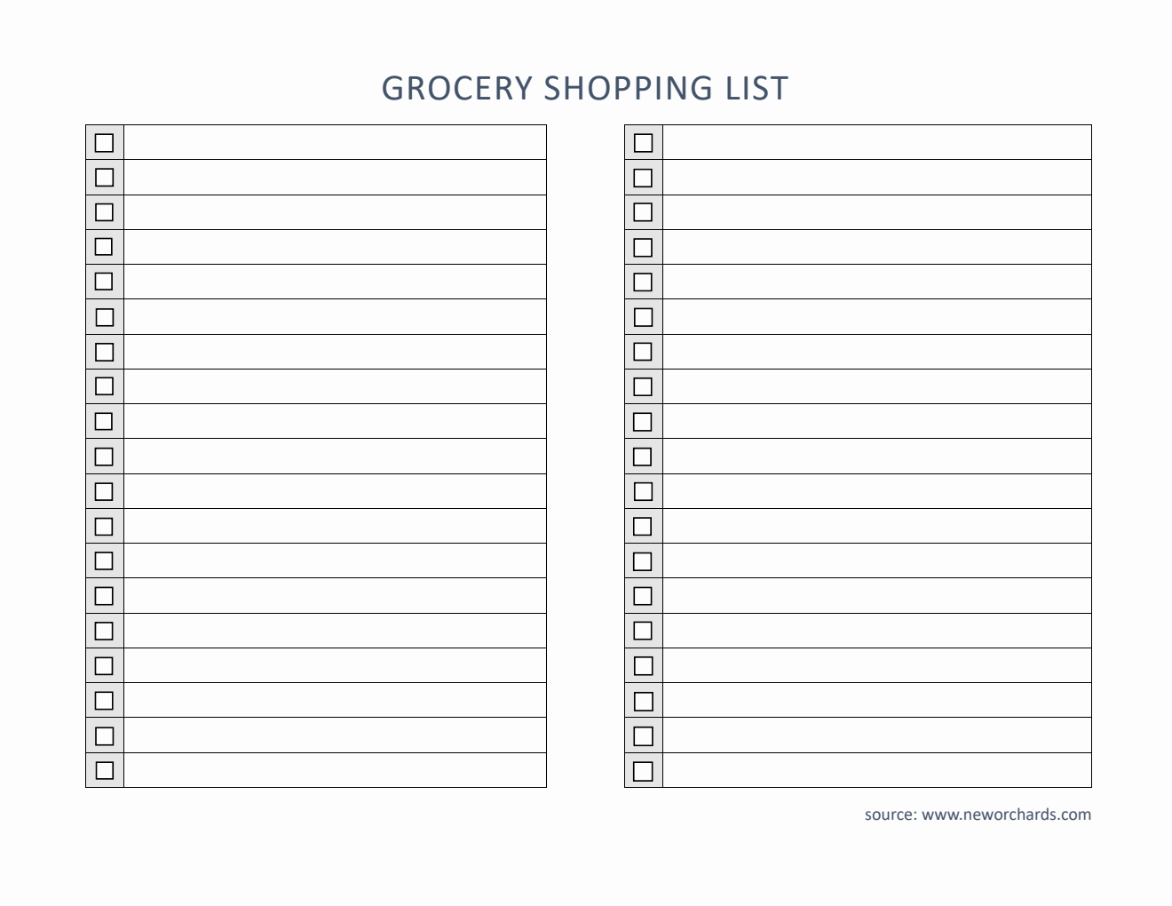 Free Simple Grocery List Template in PDF