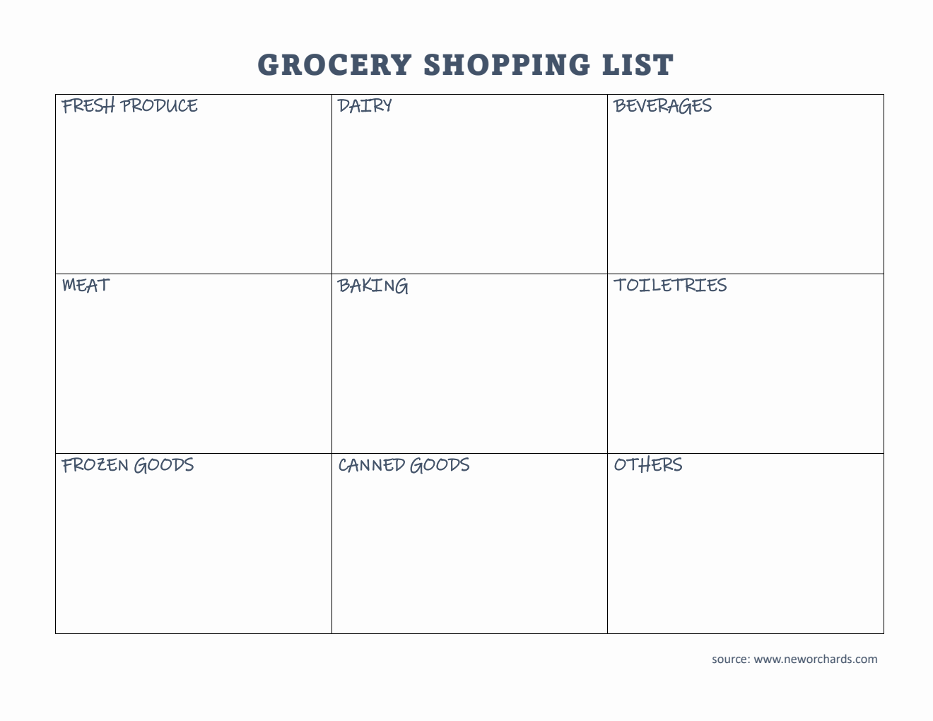 Free Printable Grocery List Template in Word