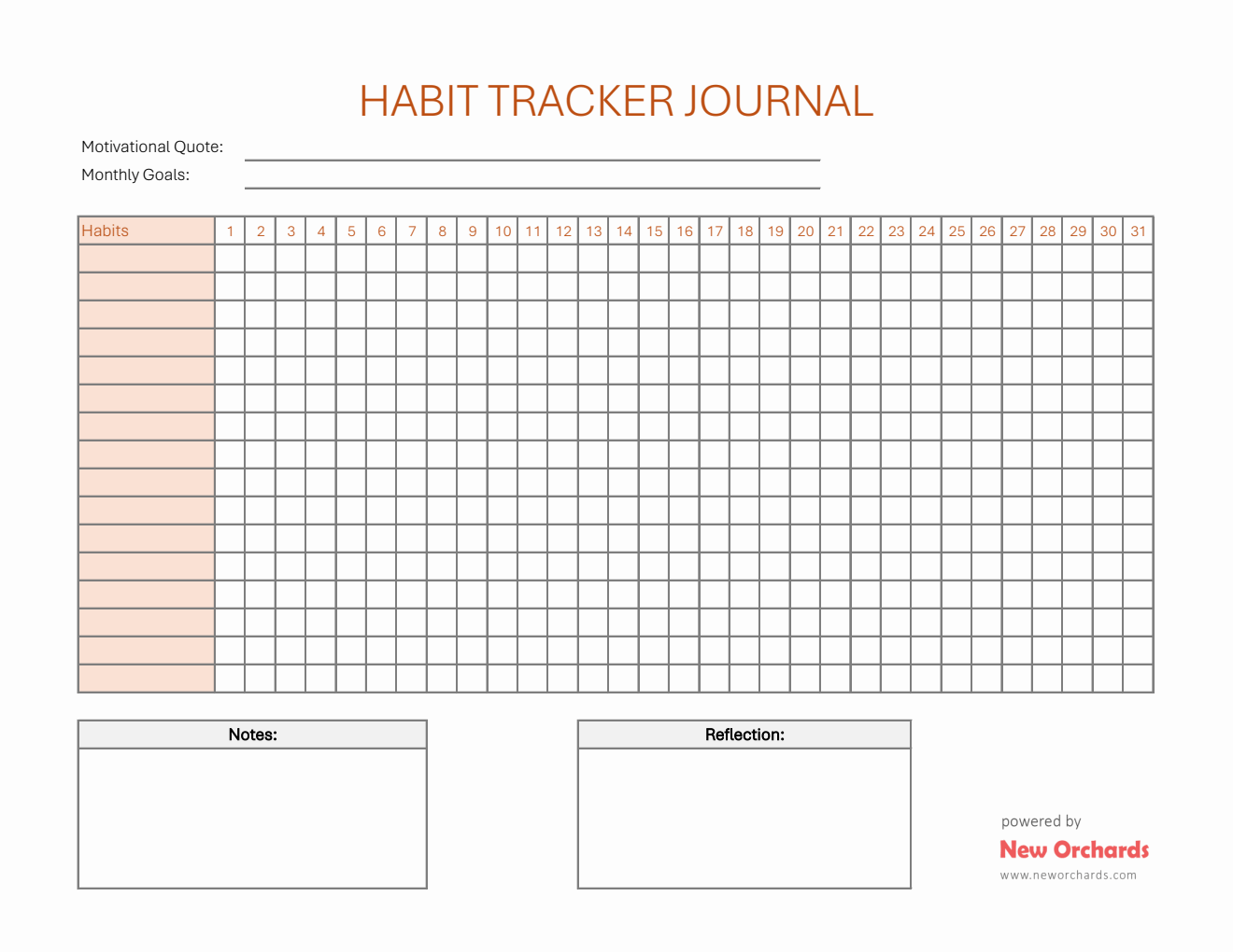 Habit Tracker Journal Template (Excel)