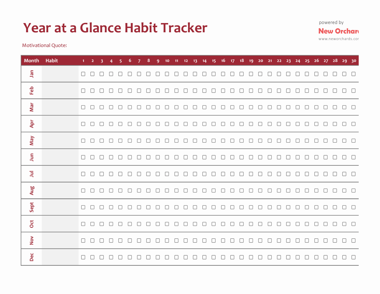 Year At A Glance Habit Tracker Template (Excel)