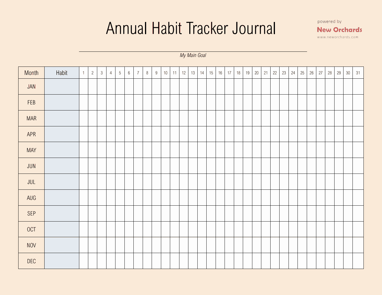 Annual Habit Tracker Journal Template (PDF)