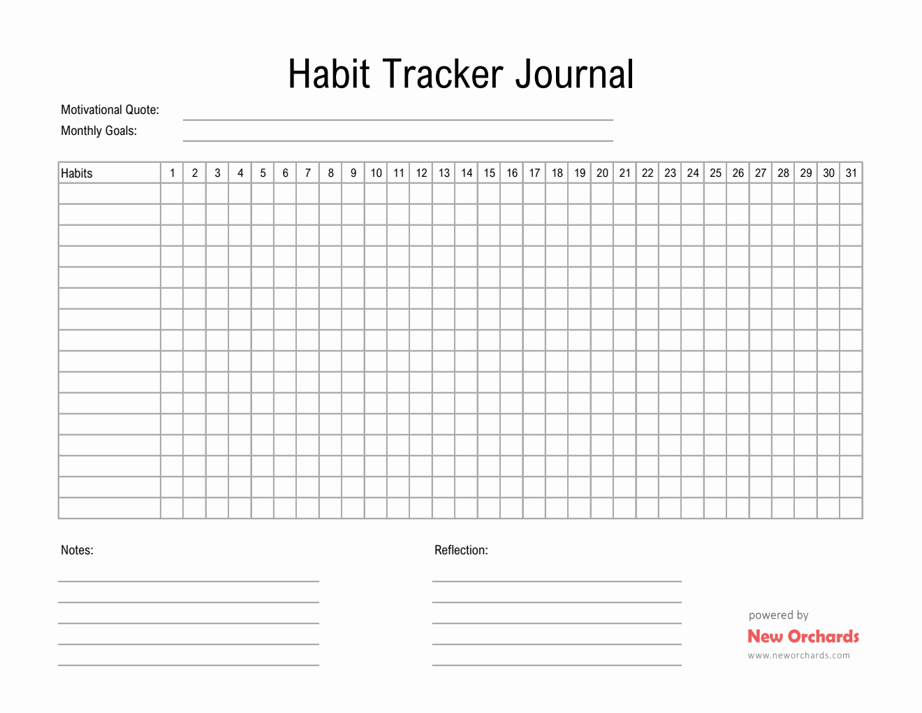 Habit Tracker Bullet Journal Template (Excel)