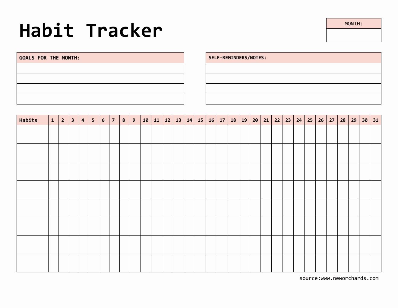 Free Habit Tracker Template - Downloadable in PDF Format