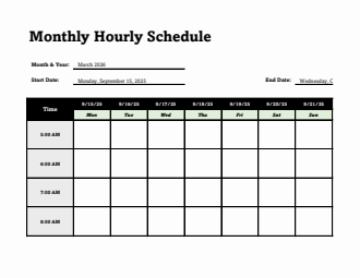 Customizable Schedule Planner Template Excel
