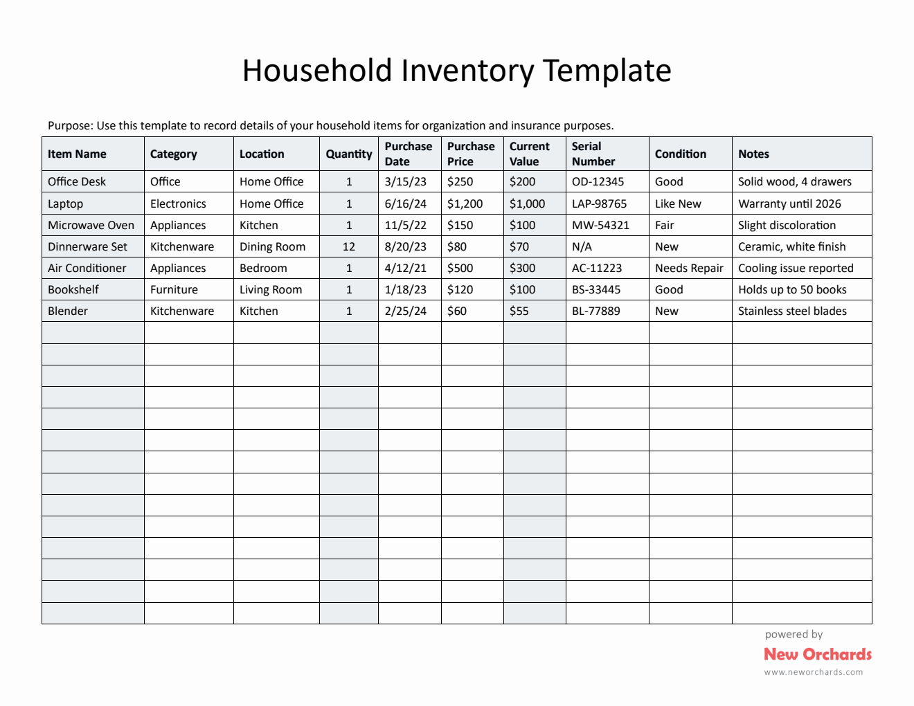 Household Inventory  in Word