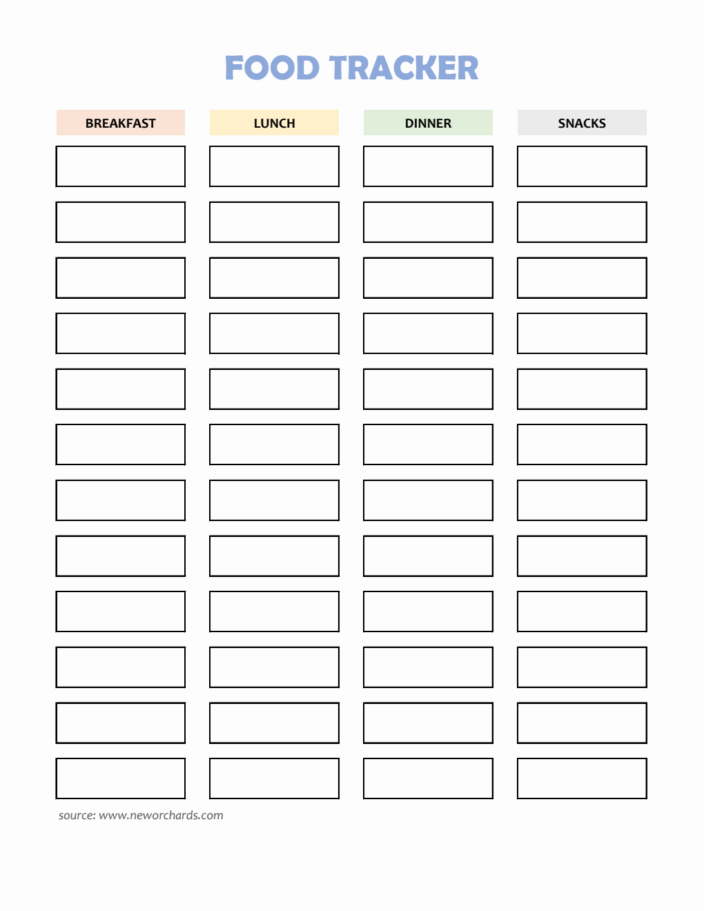 Household Food Tracking Template - Download in Excel Format (Simple)