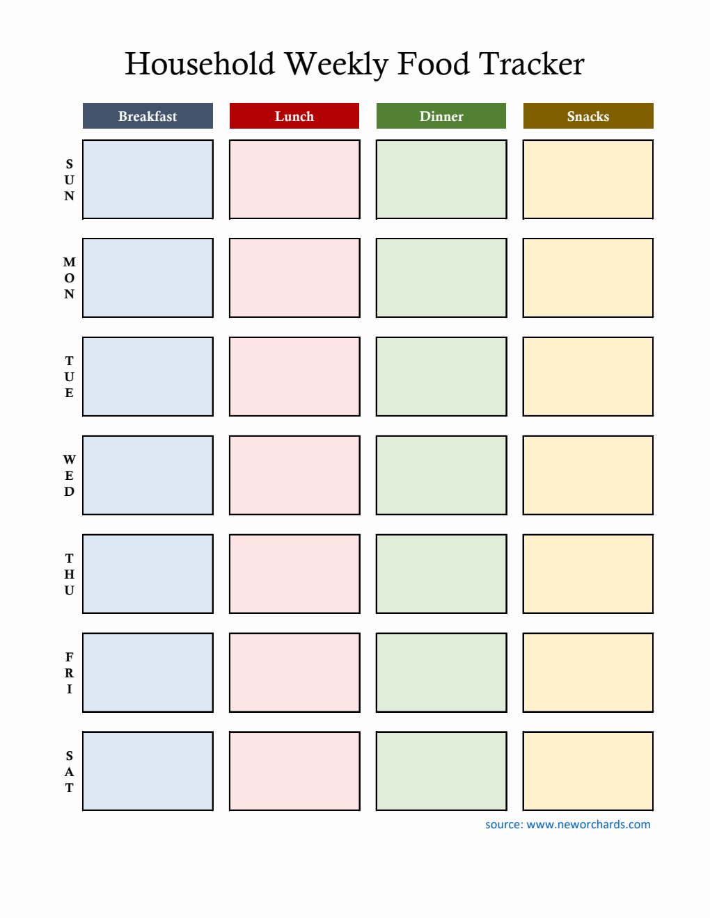 Household Food Tracking Template - Download in Excel Format (Colorful)