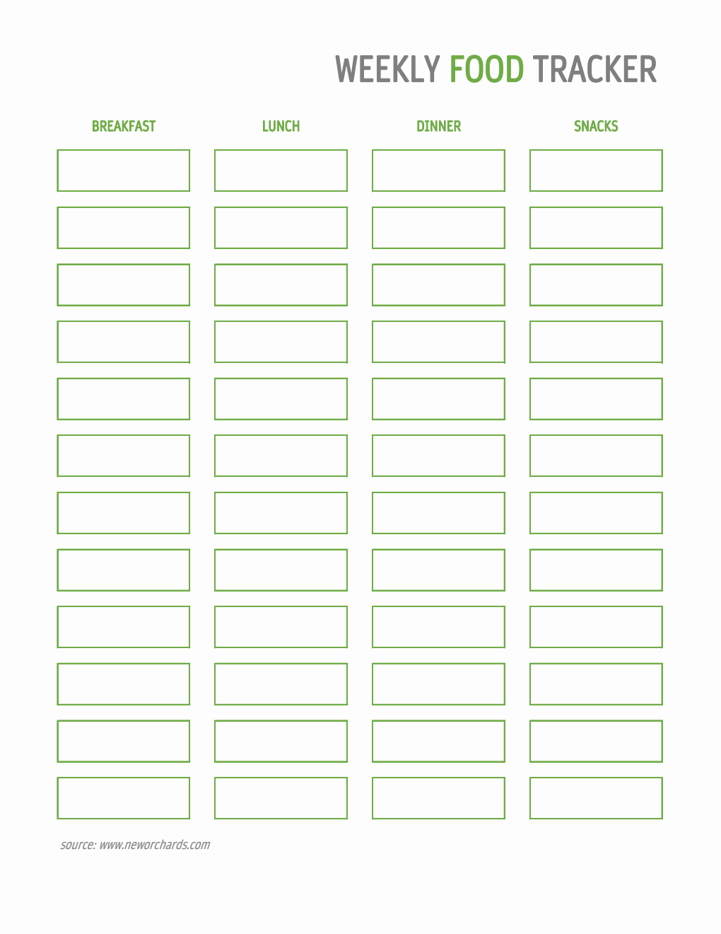 Household Food Tracking Template - Download in Excel Format (Minimalist)