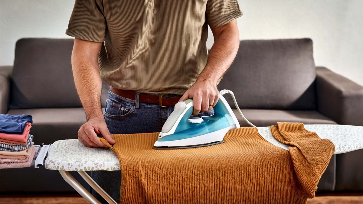 Man Ironing Clothes