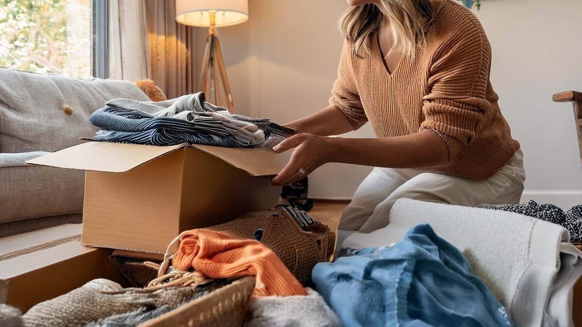 Woman Sorting And Organizing Clothes