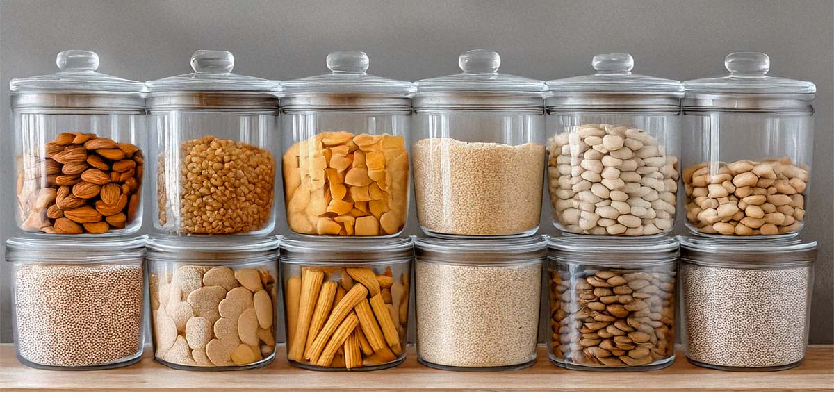 Clear Storage Bins With Dry Goods