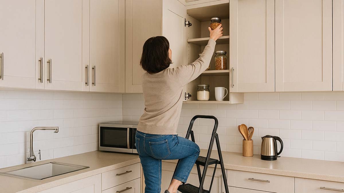 Modern Kitchen Step Stool Access