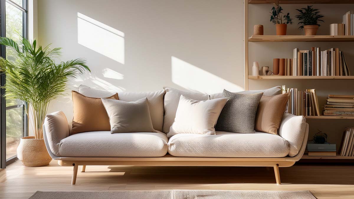 Modern Living Room With Bookshelf