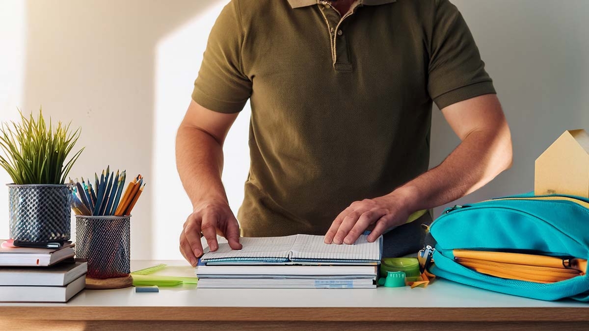 Man Preparing For School