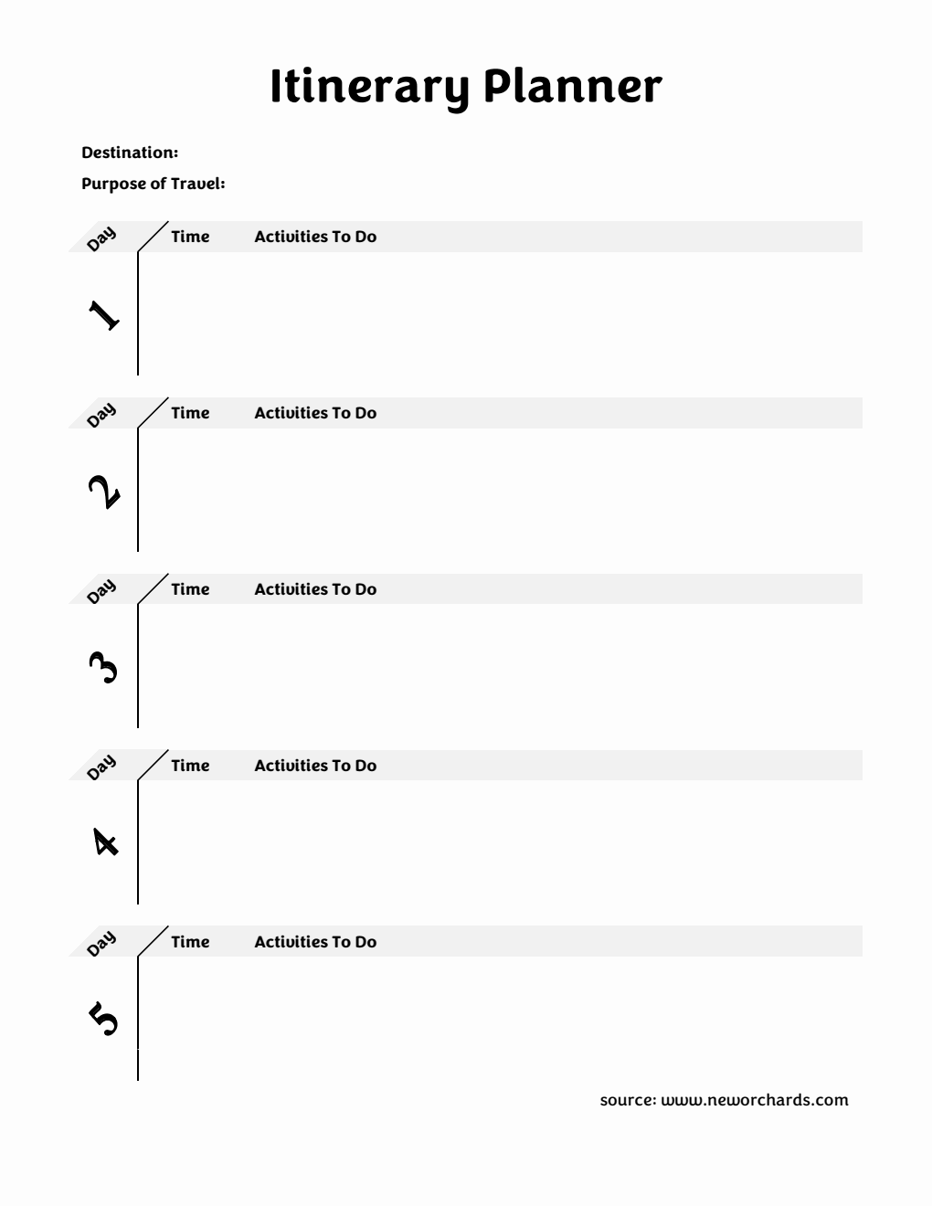 Printable Itinerary Template | Free to Download in Excel
