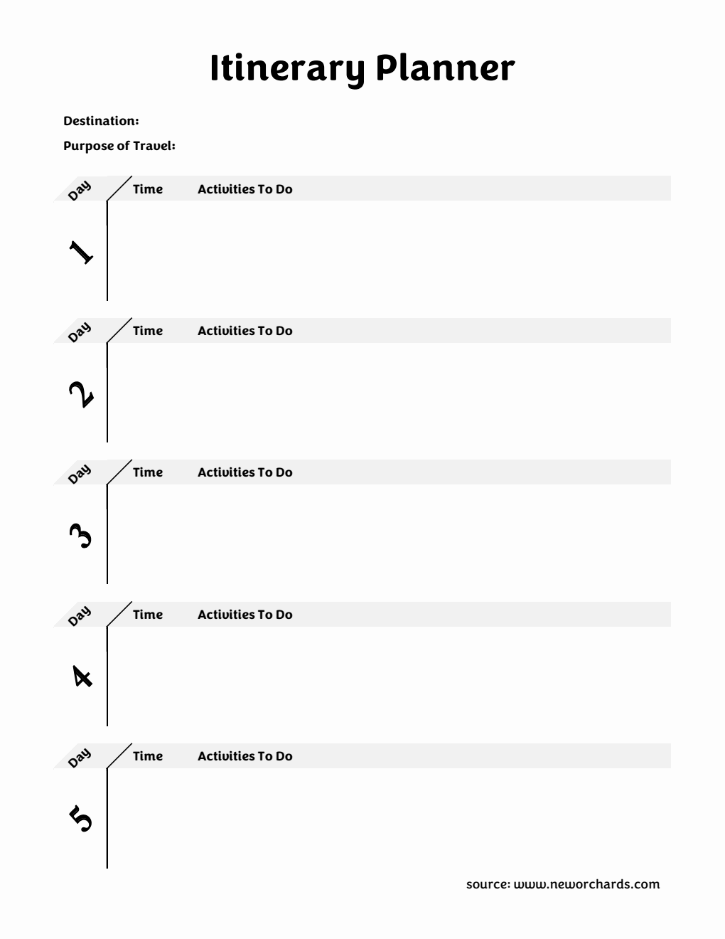 Printable Itinerary Template | Free to Download in PDF