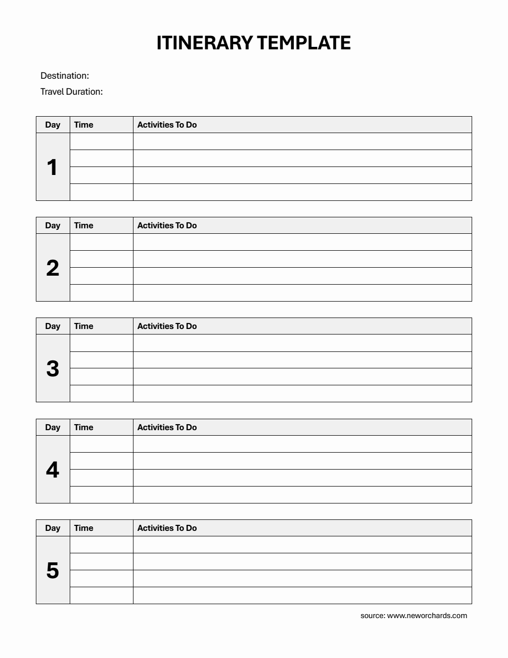 Simple Itinerary Template | Free to Download in Word