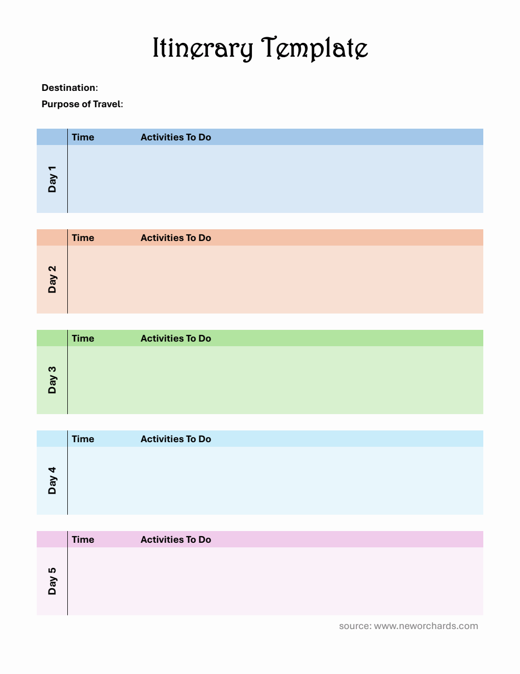  Itinerary Template | Free to Download in PDF