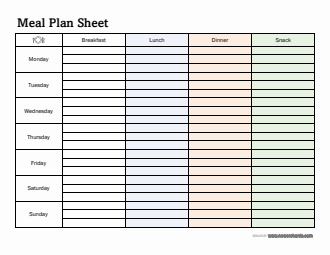 Free Downloadable Weekly Meal Planner Template in Word Format
