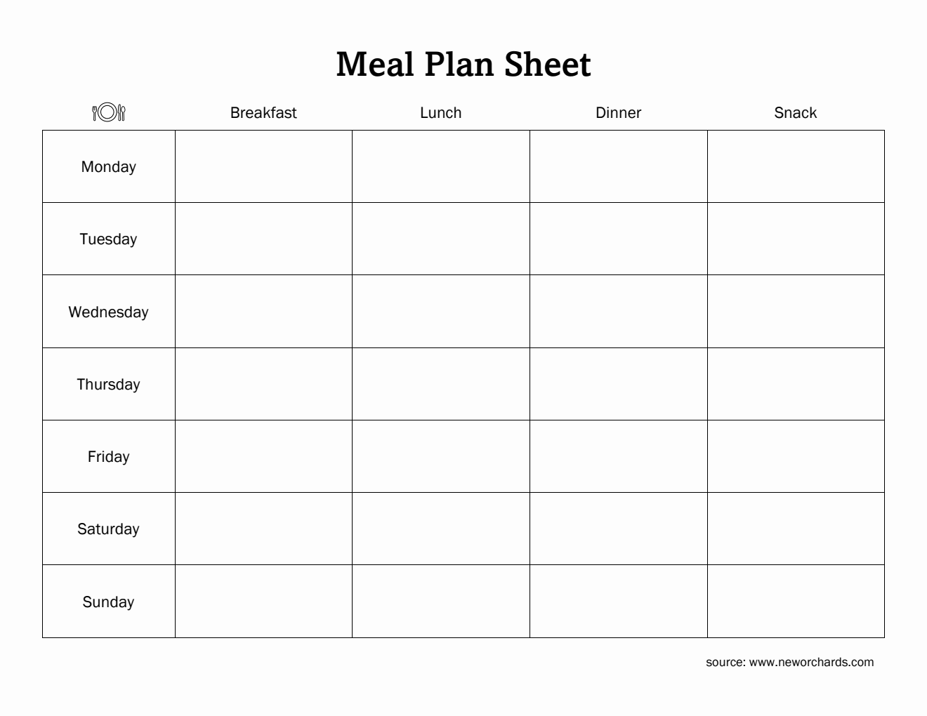 Free Printable Weekly Meal Planner Template in PDF Format