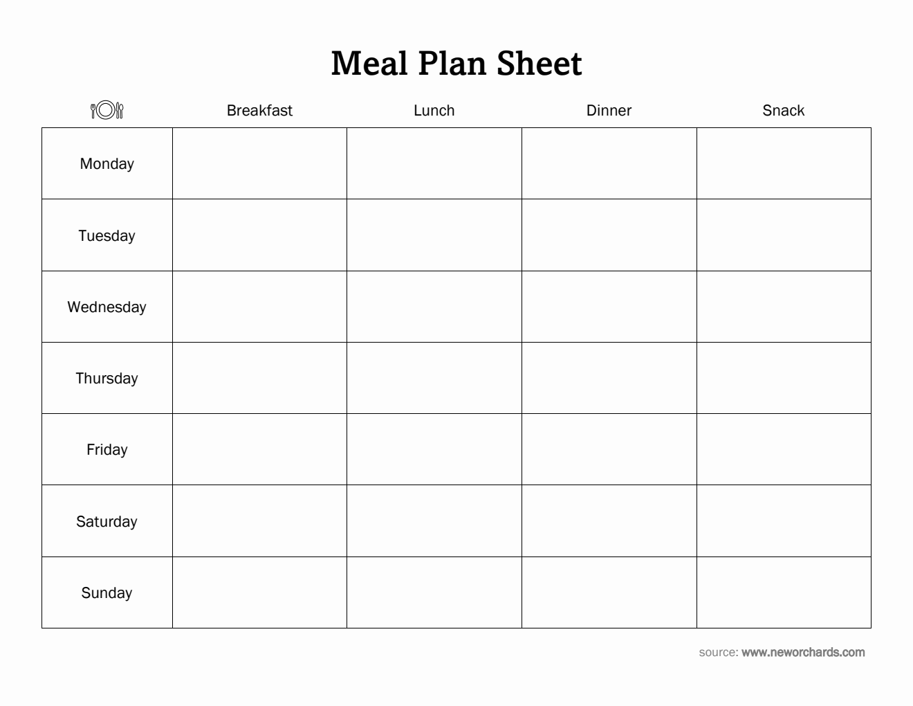 Free Printable Weekly Meal Planner Template in Word Format
