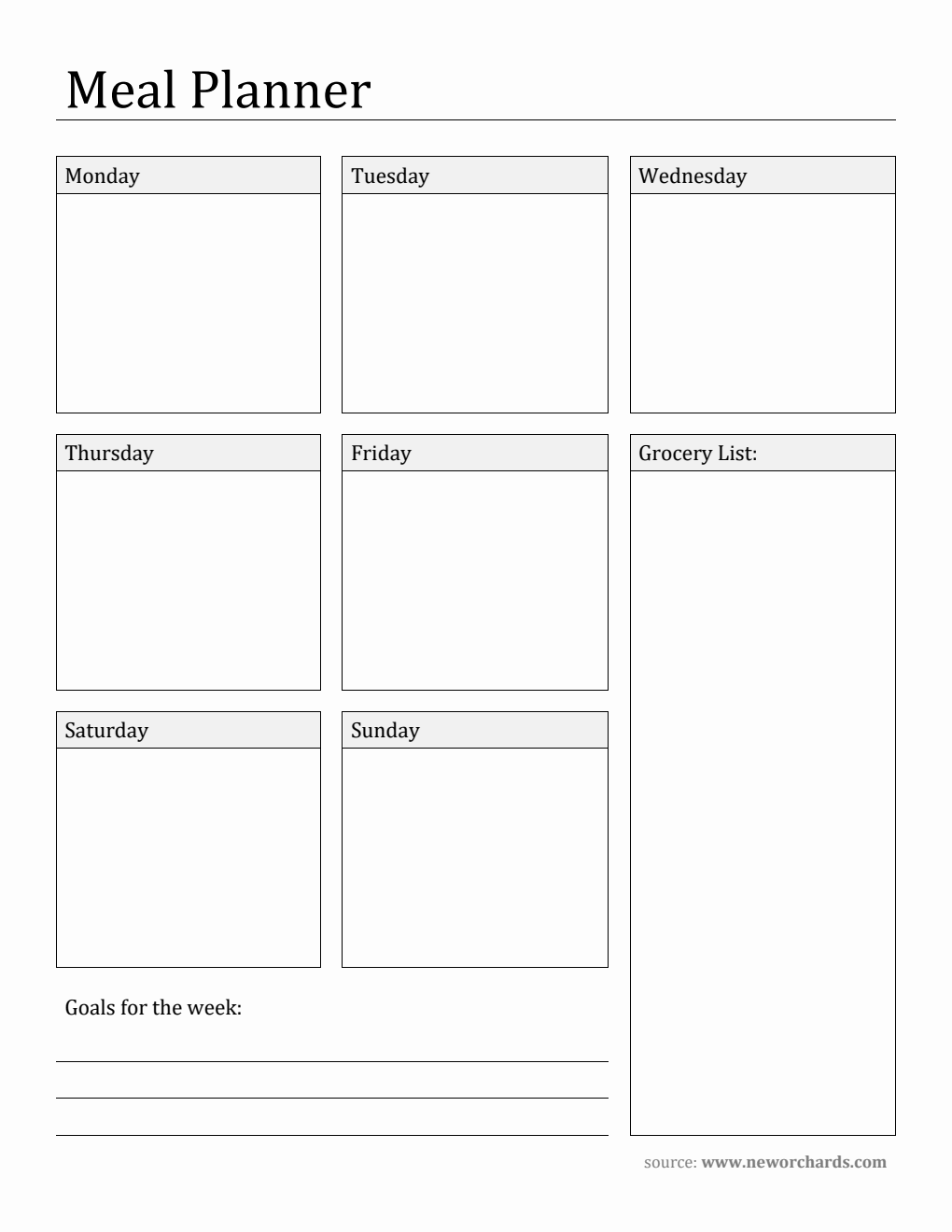 Free Printable Meal Planner in PDF Format