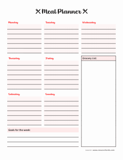 Free Editable Meal Planner in Word Format