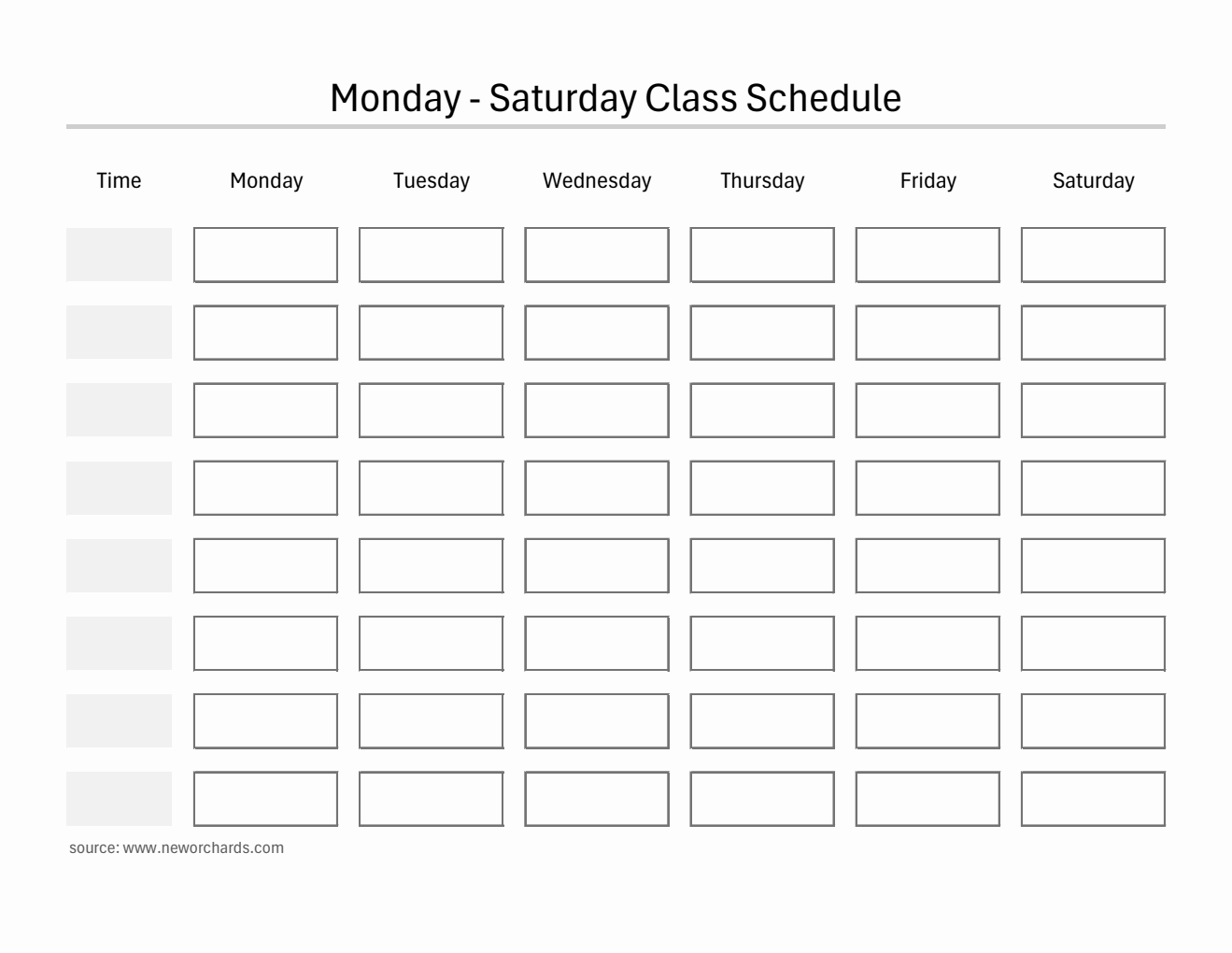 Printable Monday–Saturday Class Schedule Planner (PDF)