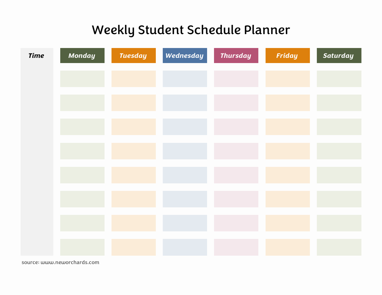 Downloadable Monday–Saturday Class Schedule Planner (PDF)