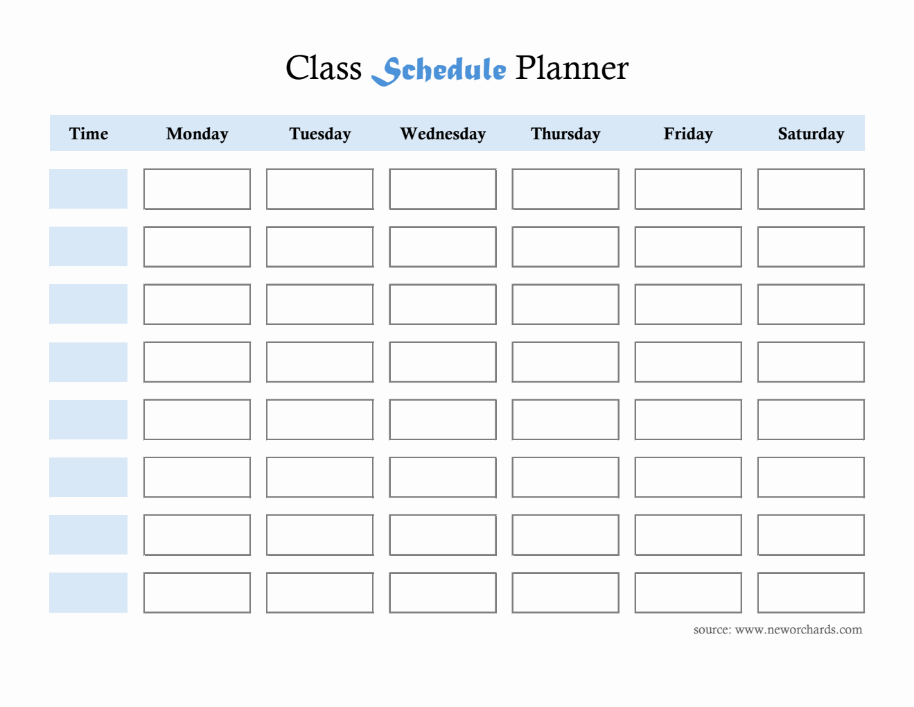 Editable Monday–Saturday Class Schedule Planner (PDF)