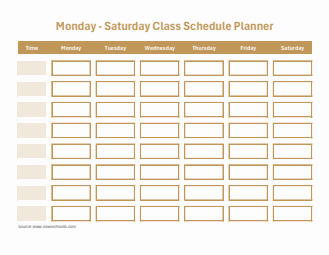 Customizable Monday–Saturday Class Schedule Planner (PDF)