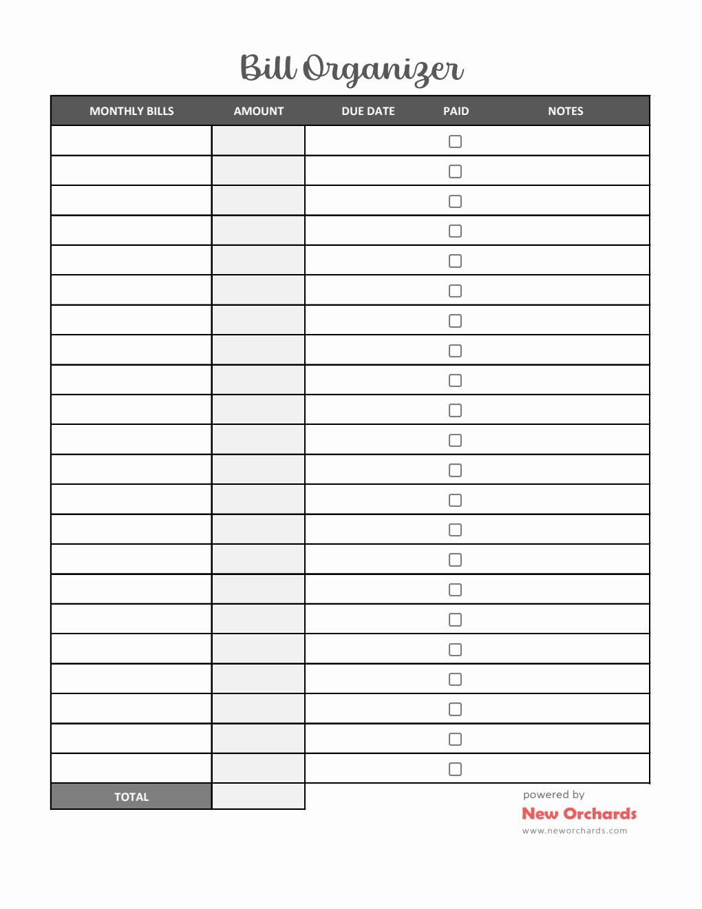 Free Customizable Monthly Bill Tracker Excel Template