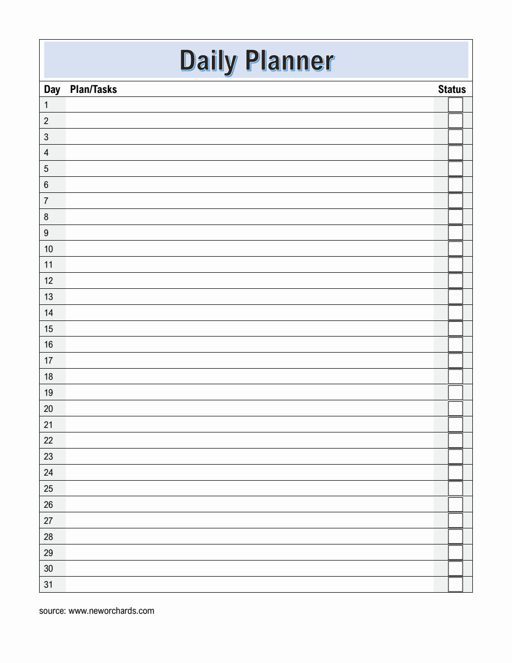  Monthly Checklist Template in PDF