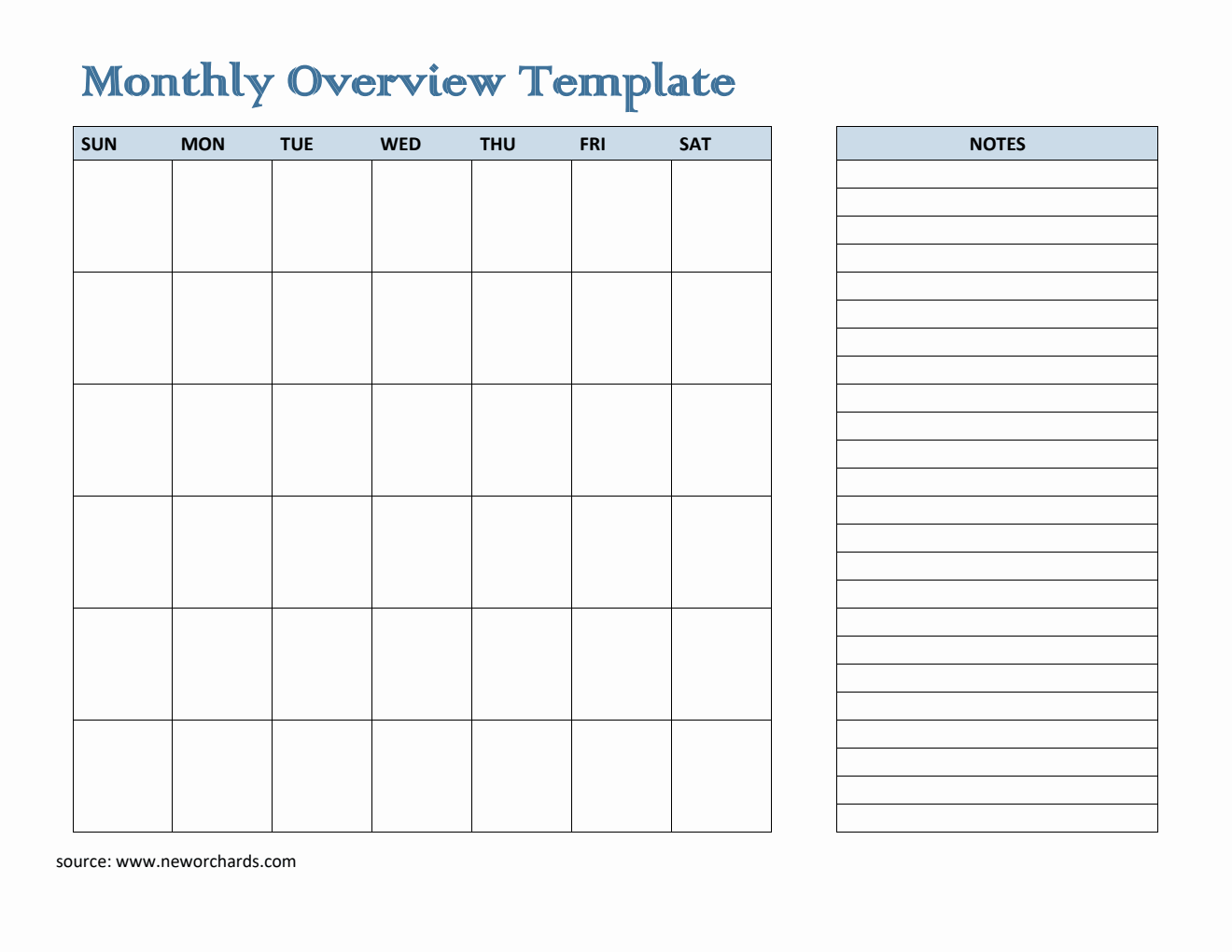Free Blank Monthly Planner Template (Word)
