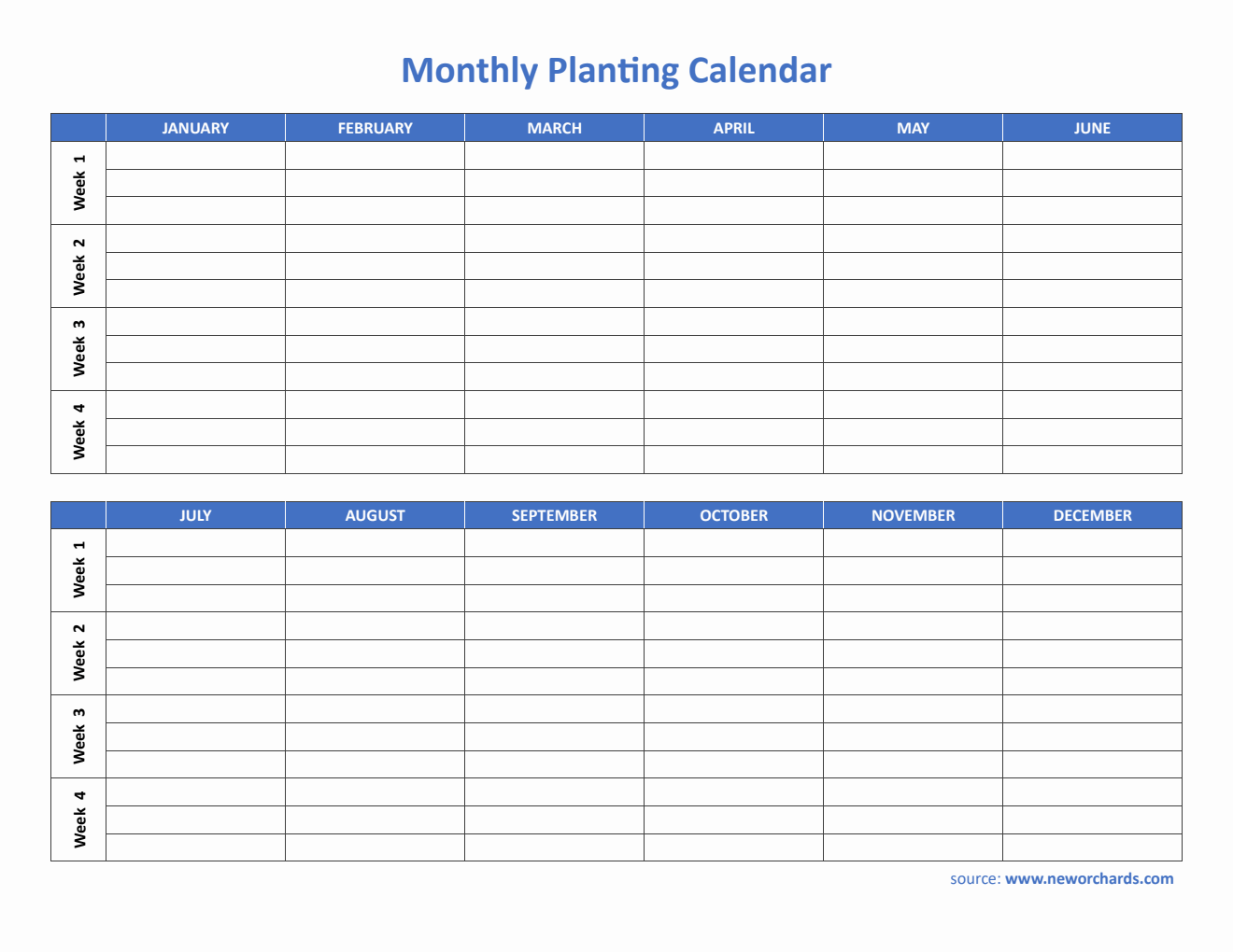 Free Monthly Planting Calendar Template in Word
