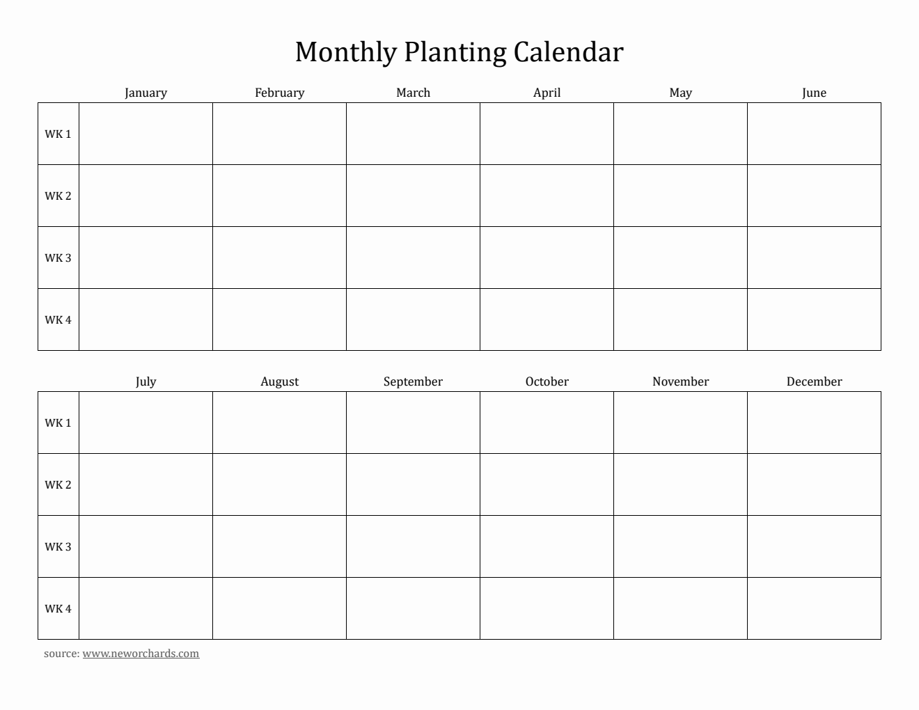 Free Monthly Planting Calendar Template in Word