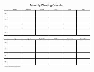 Free Monthly Planting Calendar Template in Word