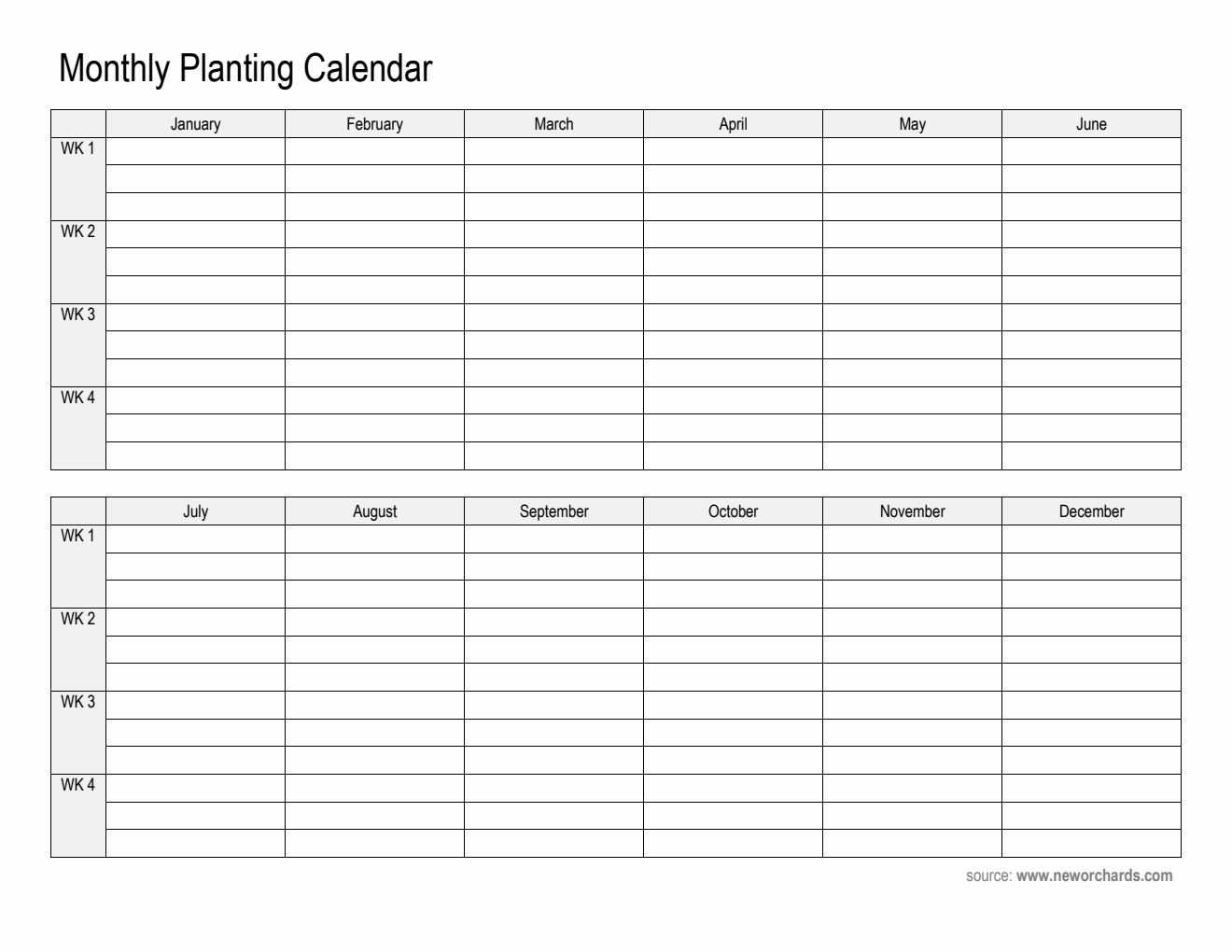 Free Monthly Planting Calendar Template in PDF