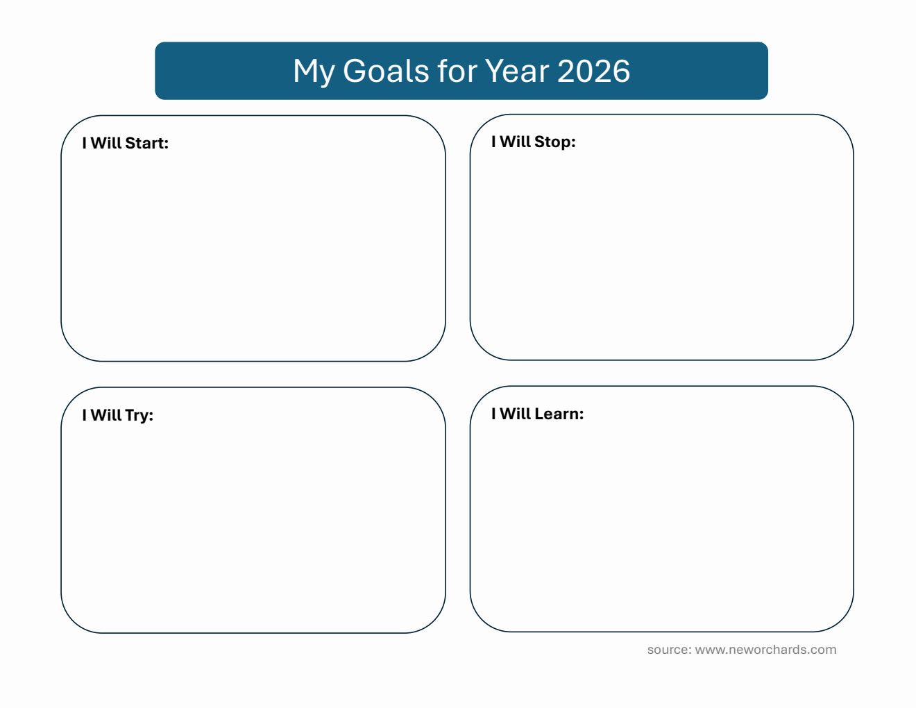Editable New Year Goals Template | Free Word Download