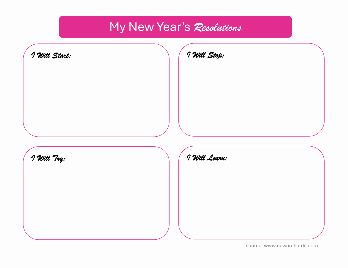 Landscape New Year Goals Template | Free PDF Download