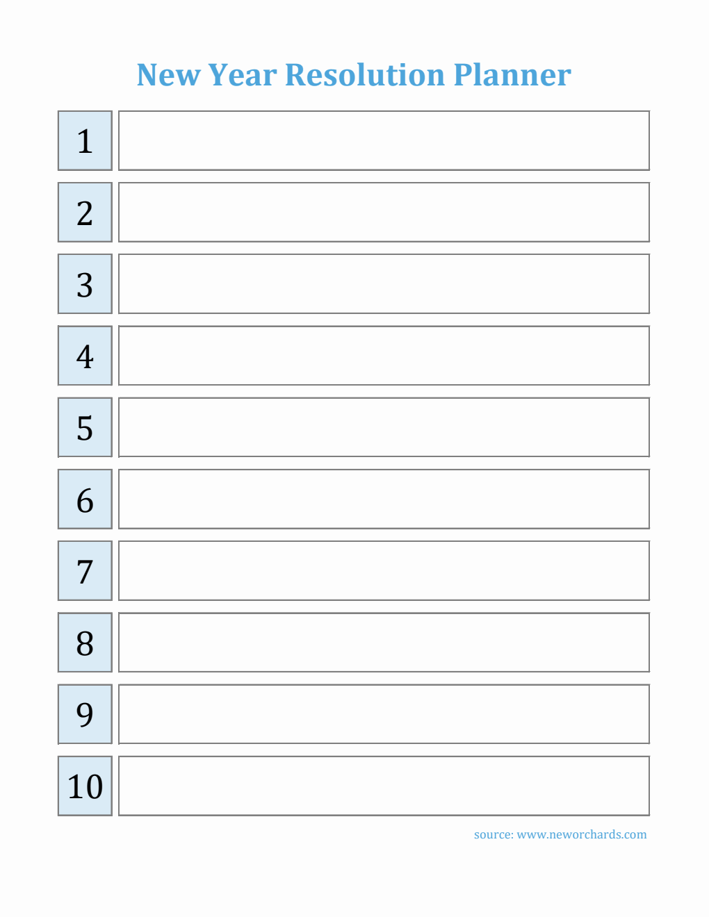 Editable New Year Resolution Planner Excel